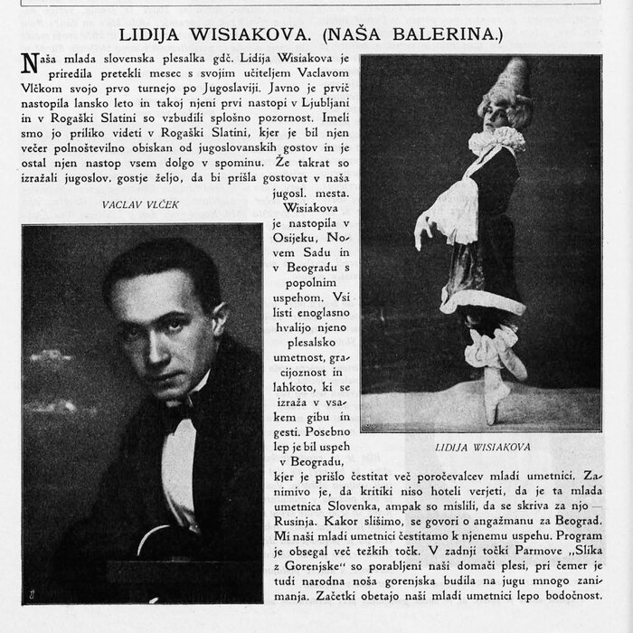 Lidija Wisiak: Our Balerina (Vesna I/ 2 (1921), p. 8)
