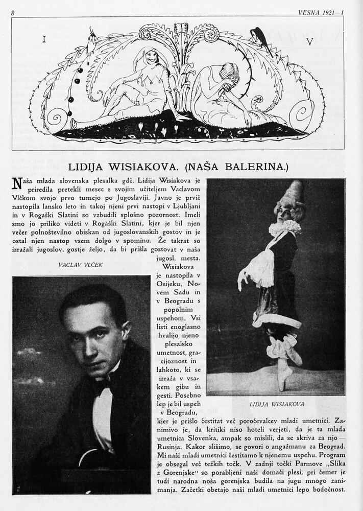 Lidija Wisiak: Our Balerina (Vesna I/ 2 (1921), p. 8)