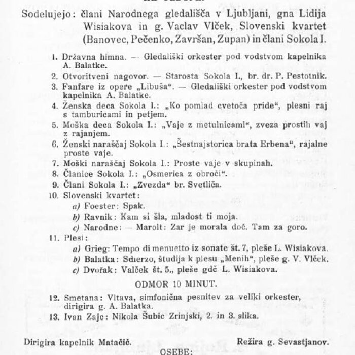 Performance at the Ceremonial Academy at the laying of the foundation stone of the Sokol's Dome at Tabor district Ljubljana